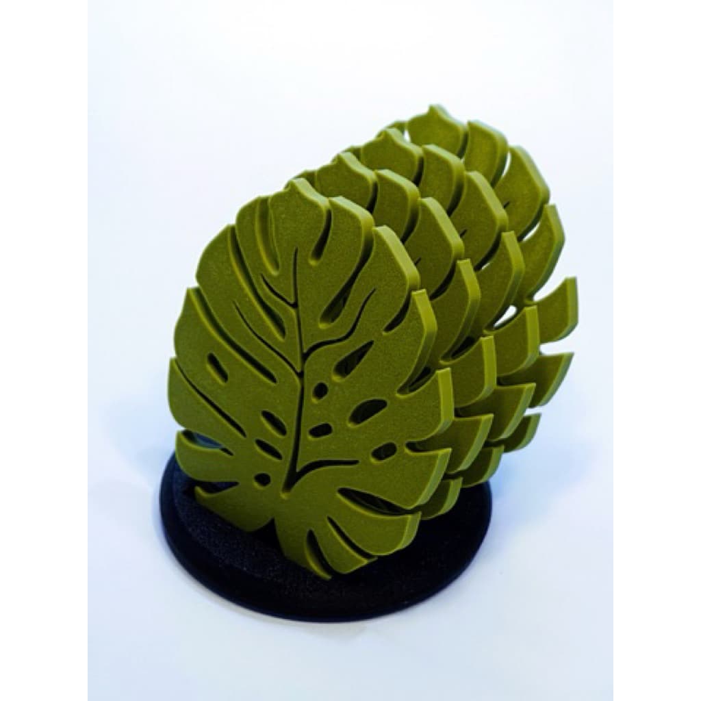 Bộ 4 Đế Lót Cốc Lá Monstera Kèm Giá Đỡ 3D In House - Coaster Decor Bàn